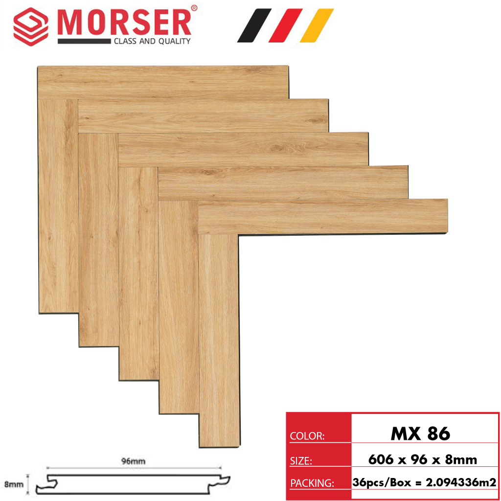 Sàn gỗ xương cá MORSER 8mm cốt xanh – MX 86